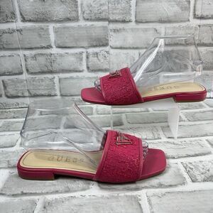 Guess Tamsey Women's Size 8 Pink Woven Square Toe Slide Sandals